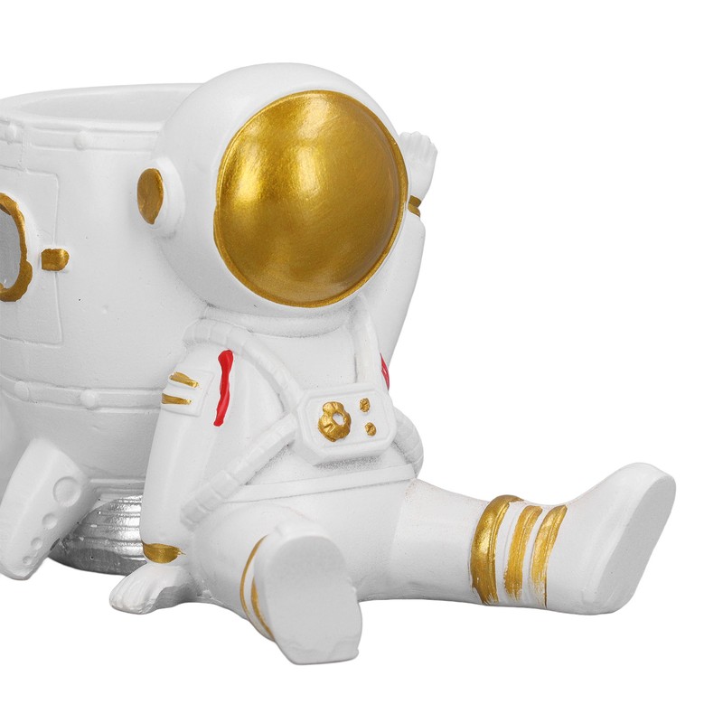 Astronaut Pencil Pen Cup Synthetic Resin Spaceman Figurine Desk Pen