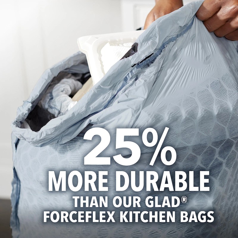 Glad ForceFlex MaxStrength 13 Gallon Kitchen Trash Bags with Clorox
