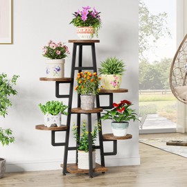 Tribesigns 7 Tier Plant Stand Indoor for Multiple Plants, Wooden Corner Plant Pots Holder Rack Flower Stand Tall Shelf Planter Organizer for Living Room Balcony Garden, Rustic Brown