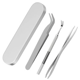 Tick Remover Tool Kit for Dogs, Cats & Humans – 3PCS Stainless Steel Tick Removal Set with Tick Fork, Fine-Tip Tweezer & Dual-Head Tweezer, Safe & Reusable Tick Extractor Tools with Storage Box