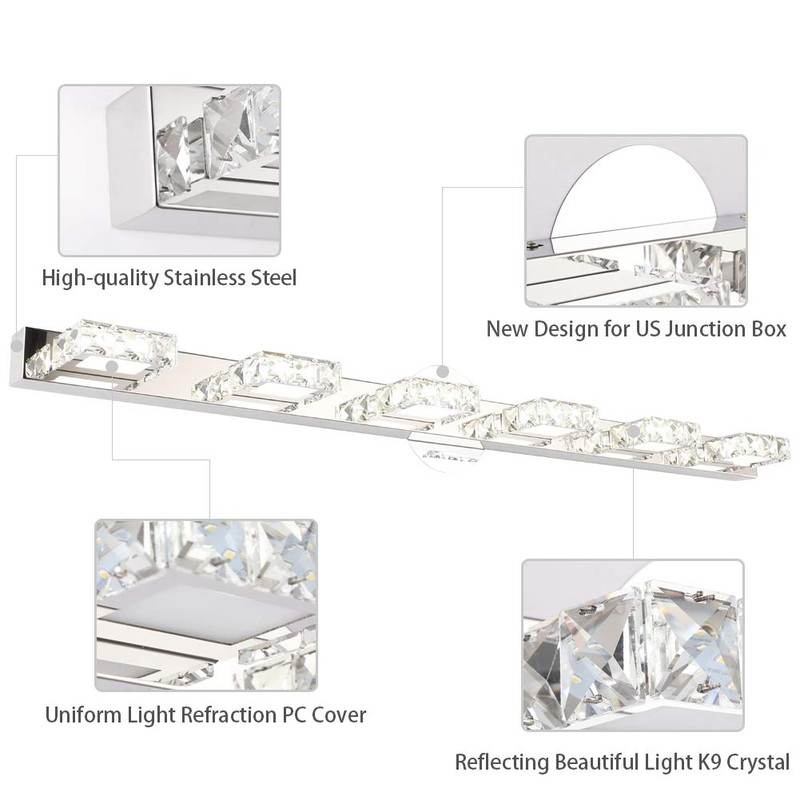 Aipsun 41 Inches Crystal Vanity Lights Over Mirror Long Bathroom