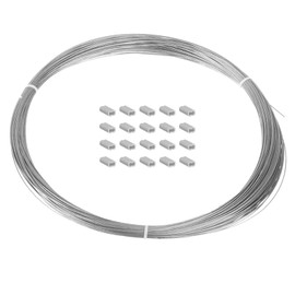 PATIKIL Picture Hanging Wire Kit, 0.8mm x 60 Meters Stainless Steel Rope Cable with 20 Pcs Double Hole M1 Aluminum Sleeve for Picture Mirror, Silver