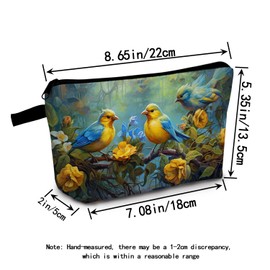 MoCaliduccious A Gift For Bird Lovers Bird Print Women Makeup Bag Travel Cosmetic Bag Organizer Small Zipper Toiletry Bag