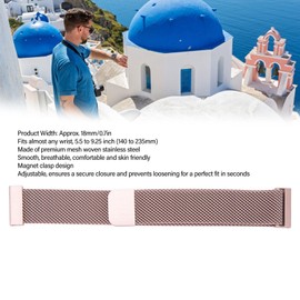 General 18mm Watch Band, Universal 140-235mm Watch Straps with Unique Magnetic Clasp, Quick Release for Zenwatch 2/Sport (41mm)/Activité Steel Sapphire (Rose Gold)