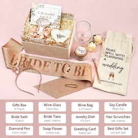 NOVITAR Engagement Gifts For Women- Bride To Be Newly Engaged Her, Bridal Shower Gifts, Fiancée Future Mrs Box Set, Wedding Basket, Party Idea 12 Piece Set