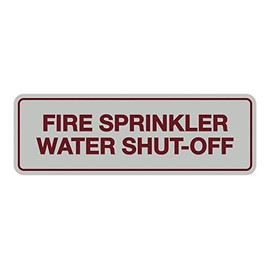 Signs ByLITA Standard Fire Sprinkler Water Shut-Off Sign (Light Grey/Burgundy) - Large (2 Pack)
