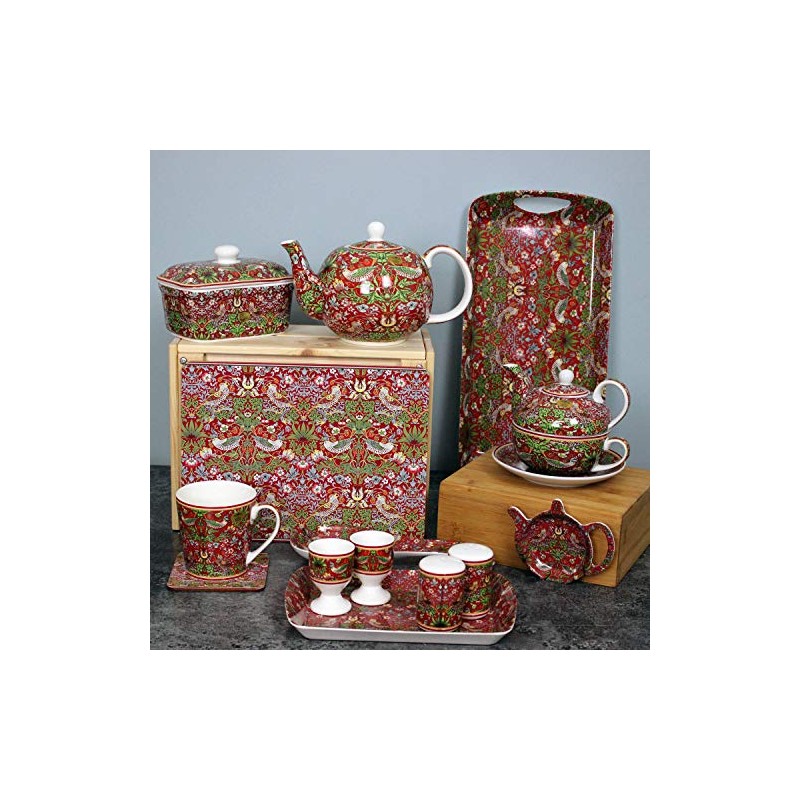 William Morris Red Strawberry Thief Boiled Egg Cups Stand Holder