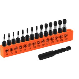HORUSDY Impact Torx Bit Set, 15-Piece Tamper-Proof Star Bit Set for Impact Driver, Tamper-Resistant Fastener Star Drive Bits, S2 Steel