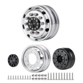 RCLIONS 2pcs Non-Powered RC Trailer Front Wheel Rims Aluminum Alloy Hub for 1/14 Tamiya Tractor RC Truck Car Trailer