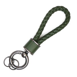 Kirakira Punpummaru Leather Key Chain Braided Key Leather Strap for Cars, Motorcycles, Drops, Loss Prevention, green