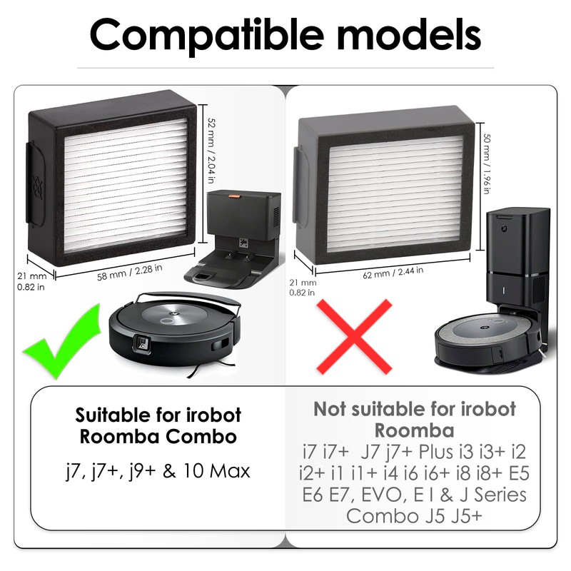 (4 Pack) Replacement HEPA Filter Compatible with iRobot Roomba Combo