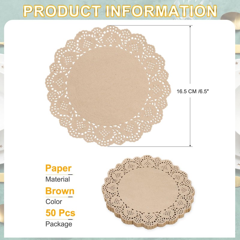 sourcing map 50pcs Paper Doilies, 6.5 Inch Lace Paper Doilies,