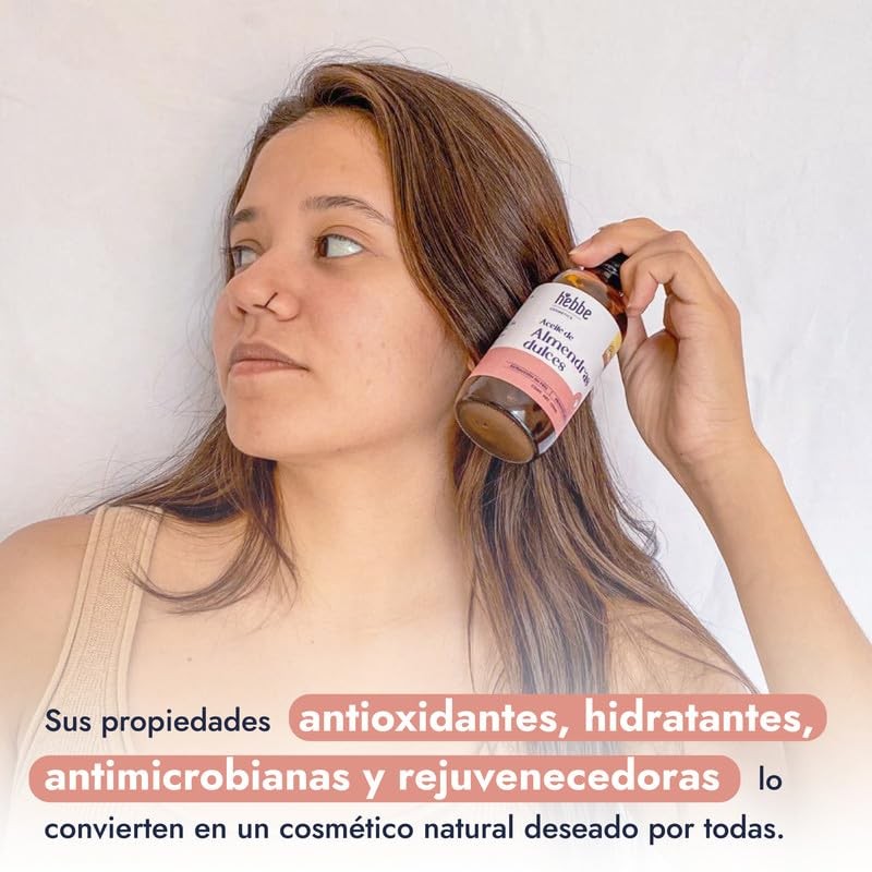 Hebbe - Aceite de Almendras Dulces 100% Puro, Hidratante y