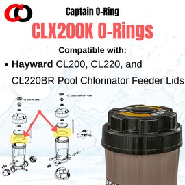 Captain O-Ring - Junta tórica CLX200K de repuesto para Hayward CL200, CL220, CL220BR clorador de piscina/alimentador químico (2 unidades, Viton FKM clasificación de cloro/resistente)
