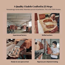 TODO Concert Ukulele Solid Mahogany Top 23 Inch : The LOVE Ukulele for Adults & Beginners with Carbon Strings, Bag, Strap