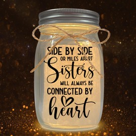 Regalos para hermanas, tarros de masón, luces nocturnas para hermana, regalos de luces nocturnas, regalo para mujeres, amigas, cumpleaños, regalos de mejor hermana