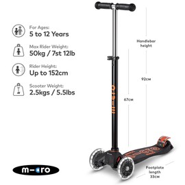 Micro Kickboard - Maxi Deluxe LED - Three Wheeled, Lean-to-Steer Swiss-Designed Micro Scooter for Kids with Motion-Activated Light-Up Wheels for Ages 5-12