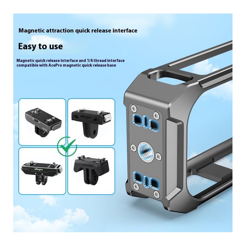 Insta 360 X5 Action Camera Cage Aluminum Alloy Frame Anti-Slip
