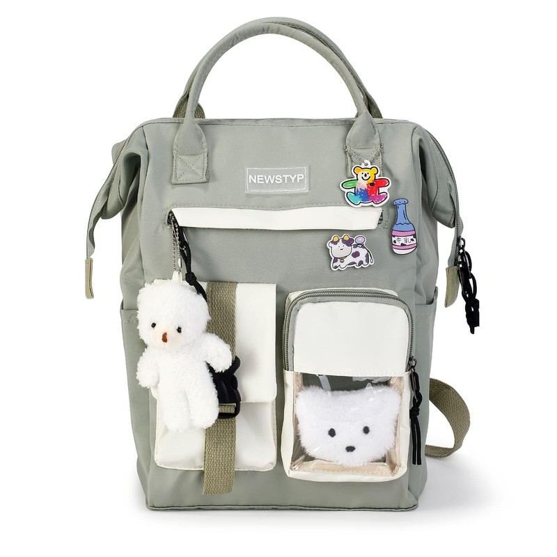 NEWSTYP Kawaii-Rucksack mit Nadeln, Kawaii-Schulrucksack, niedlicher ästhetischer Rucksack, niedlicher Kawaii-Rucksack