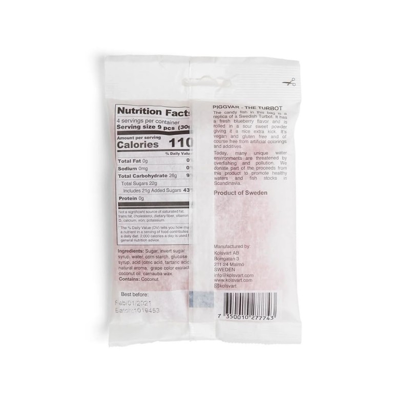 KOLSVART Swedish Candy, Piggvar Shaped, Classic Scandinavian Gummy, Vegan, Gluten