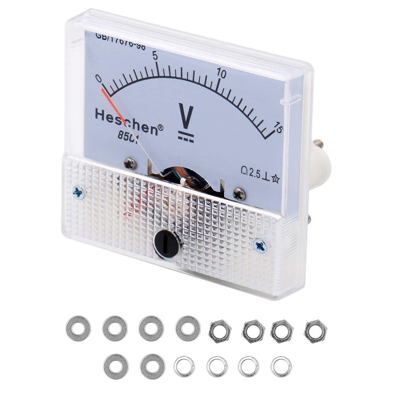 Heschen 85C1-15V Rectangle Panel Mounted Voltage Meter Voltmeter Tester DC