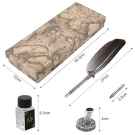 Greensen Handmade Dip Pen, Nib Calligraphy Quill Pen Set Vintage with 5 Replacement Tips and Ink Bottle Hand Dipped Antique Copper Calligraphy Pen for