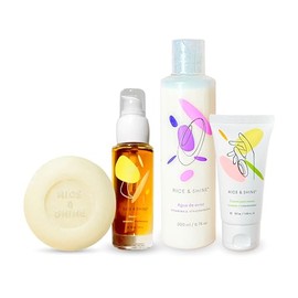 Kit de Skincare con Jabón Facial, Agua de Arroz, Aceite Seco y Crema de Manos | Regalo para Mujer | Hidratante Facial y Limpieza Profunda para Piel Ra