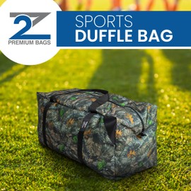 Z2 Premium Hunting Duffel Bag for Hunting, Outdoor, Gym, Travel, Coaches, Soccer, Baseball, Softball, Football, Basketball, Hockey, for Men and Women, Premium Nylon, 31L X 14W X 14H, Backwoods Camo
