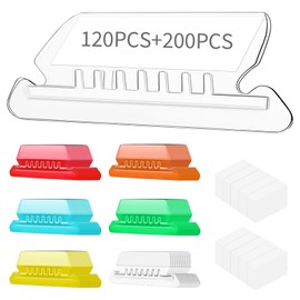 Hanging File Folder Tabs, 120 Pcs File Folder Tabs and 200 Pcs Inserts, File Tabs for Hanging Folders, Plastic Hanging Folder Tabs, Clear Hanging File Tabs for File Folders(Multicolor)