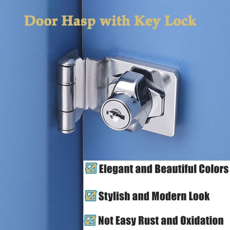 Litensh 4 Inch Right Angle Hasp Lock with Key Alike,