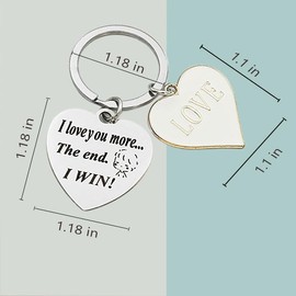 ZYSSXNDM Couple Keychains Valentine’s Day Gifts for Boyfriend Girlfriend Funny Keyring Gifts Christmas Keychain- I Love You More The End I Win