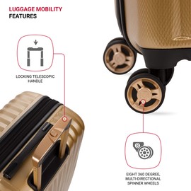 SwissGear 7272 Energie Expandable Hardside Luggage with Spinner Wheels and TSA Lock, Gold, Checked-Large 27-Inch