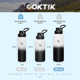 Sports Water Bottle 40oz, Insulated Water Bottle with Handle,Stainless Steel,Simple Modern,Suitable for Travel, School, Boy, Girl(Day & Night)