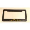 Mountain Scene - Carbon Fiber with Yellow Automotive License Plate
