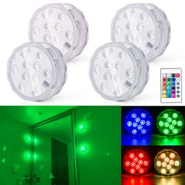 Dobertry Bathroom Vanity Lights Wireless, Battery Powered Operated Waterproof Led Light for Shower Spa Bath Room Over Mirror Wall Ceiling Light, Remote Control Multi Color Changing, RGB, 4PCS