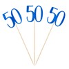 Blue Glitter 50th Birthday Centerpiece Sticks, 12-Pack Number 50 Table