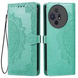HONLEN Cover for TCL 50 NXTPAPER 5G / TCL 50 PRO NXTPAPER 5G (6.8" Inches) Premium PU Leather Wallet Flip Magnetic Closure Case, Mandala Embossed Design with 3 Card Slot, Stand Case Green