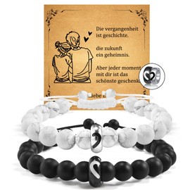 SUNSH Couples Bracelet Couples Gift Christmas Anniversary Gift Him and Her 8 mm Natural Stone Beads Matching Bracelets Set of 2 Bracelet for Couples, Bead