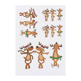 4 x 'Dancing Reindeers' Temporary Tattoos - Water Resistant, Skin-Safe, Non-Toxic Transfers, Mixed Sizes (TO00079772)