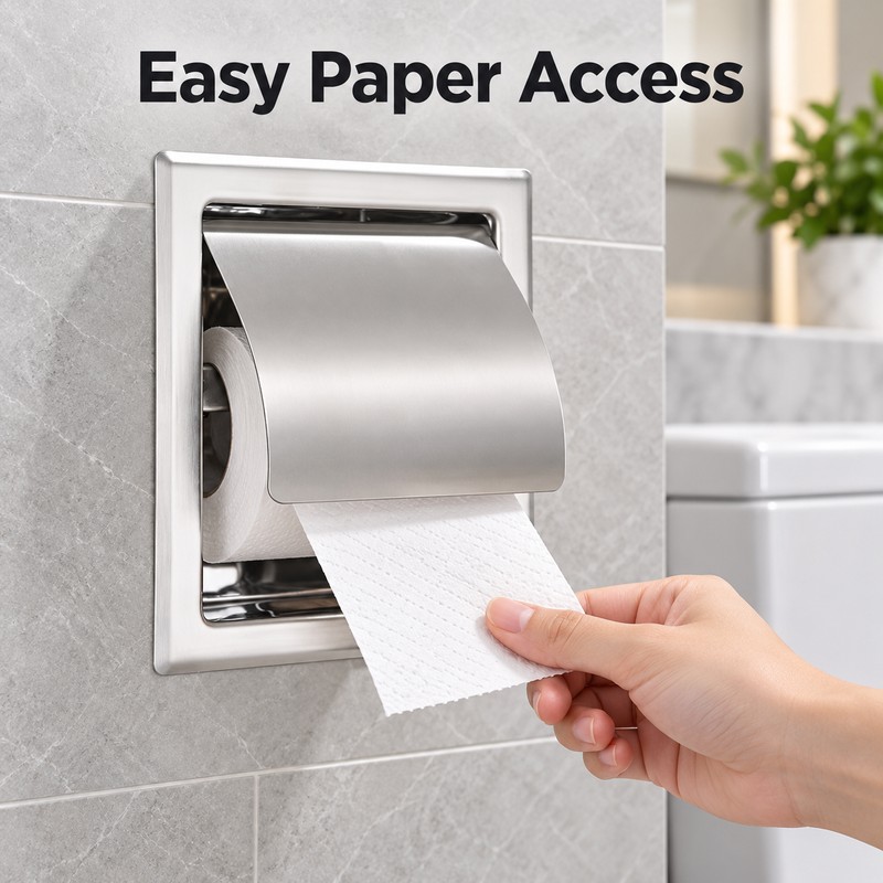 304 Stainless Steel Toilet Paper Holder – Waterproof Black Wall-Mounted