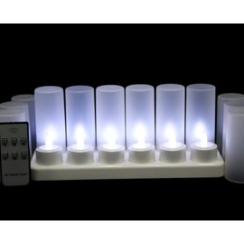 EuroFone LED Light Rechargeable Candle Light for Party Bear bar with Remote Control 12pcs /Set (Cold White)