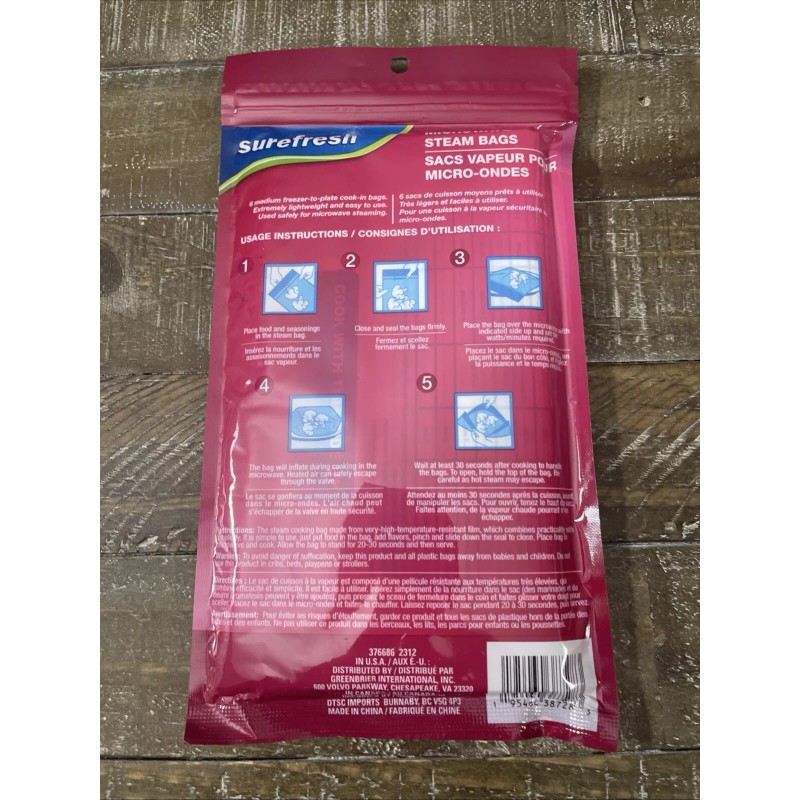 Surefresh Microwave Steam Bags