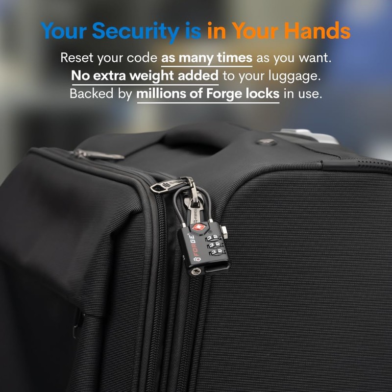 TSA Approved Cable Luggage Locks, Re-settable Combination with Alloy Body,