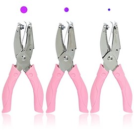 CheeMuii - Juego de 3 perforadoras de papel de mano de metal con mango de plástico para agujeros circulares para manualidades