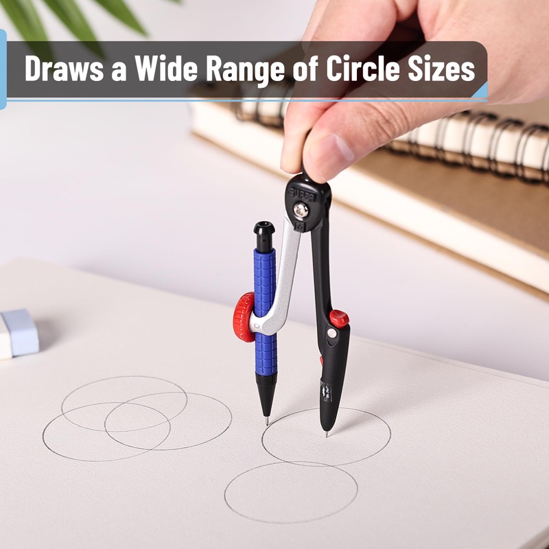 Mr. Pen- Compass for Geometry, Mechanical Pencil Style, Drawing Compass