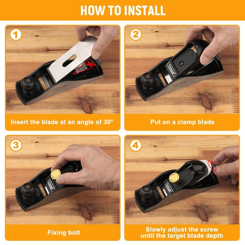 Hoteche Single-Handed Planer, 175 mm Body Length, 41 mm Blade