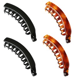 JEYORZY Set of 4 banana hair clips, banana clips, hair holder, ponytail hair clip, hair clip, banana clip, high quality, robust, for tying ponytails, indispensable beauty accessory