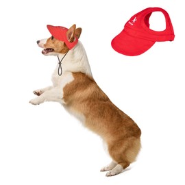 BT Bear Dog Hat with Ear Holes,Dog Baseball Outdoor Cap,Adjustable Summer Travel Sport Hat for Small Medium Dogs(XL,Bright Red)