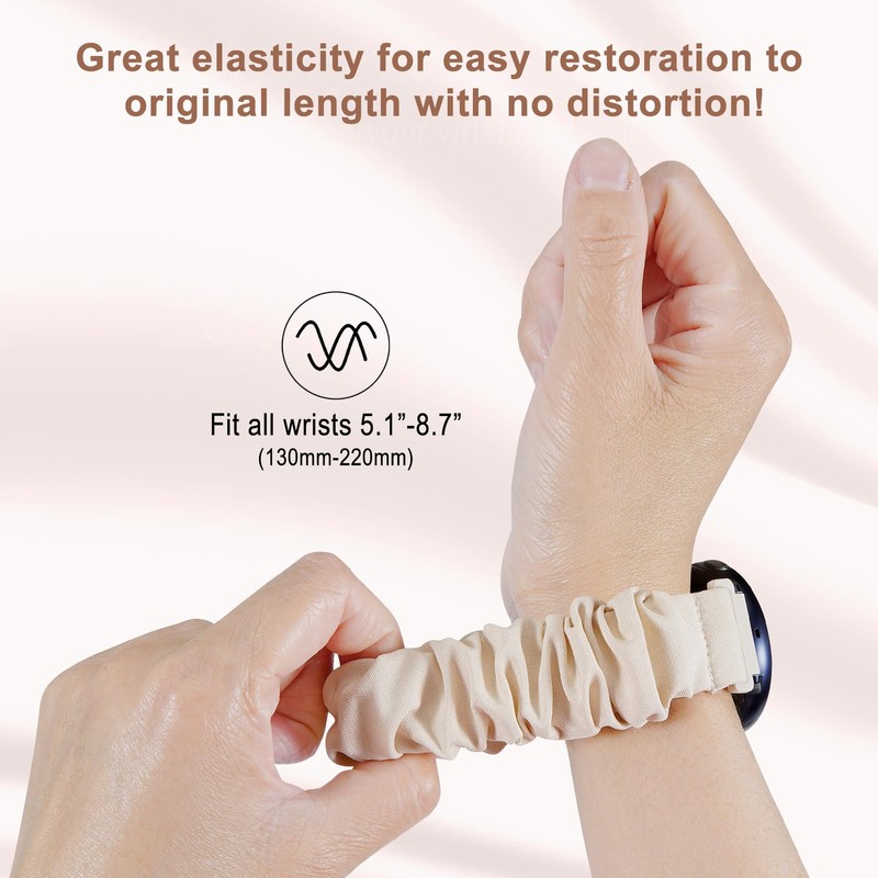 Stretchy Scrunchie Bands Compatible with Garmin Vivoactive 5/6, 20mm Nylon