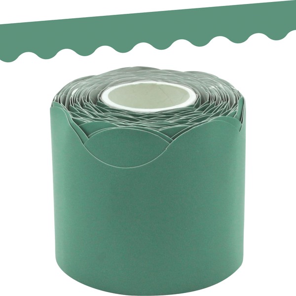 Teacher Created Resources Eucalyptus Green Scalloped Rolled Border Trim, 50